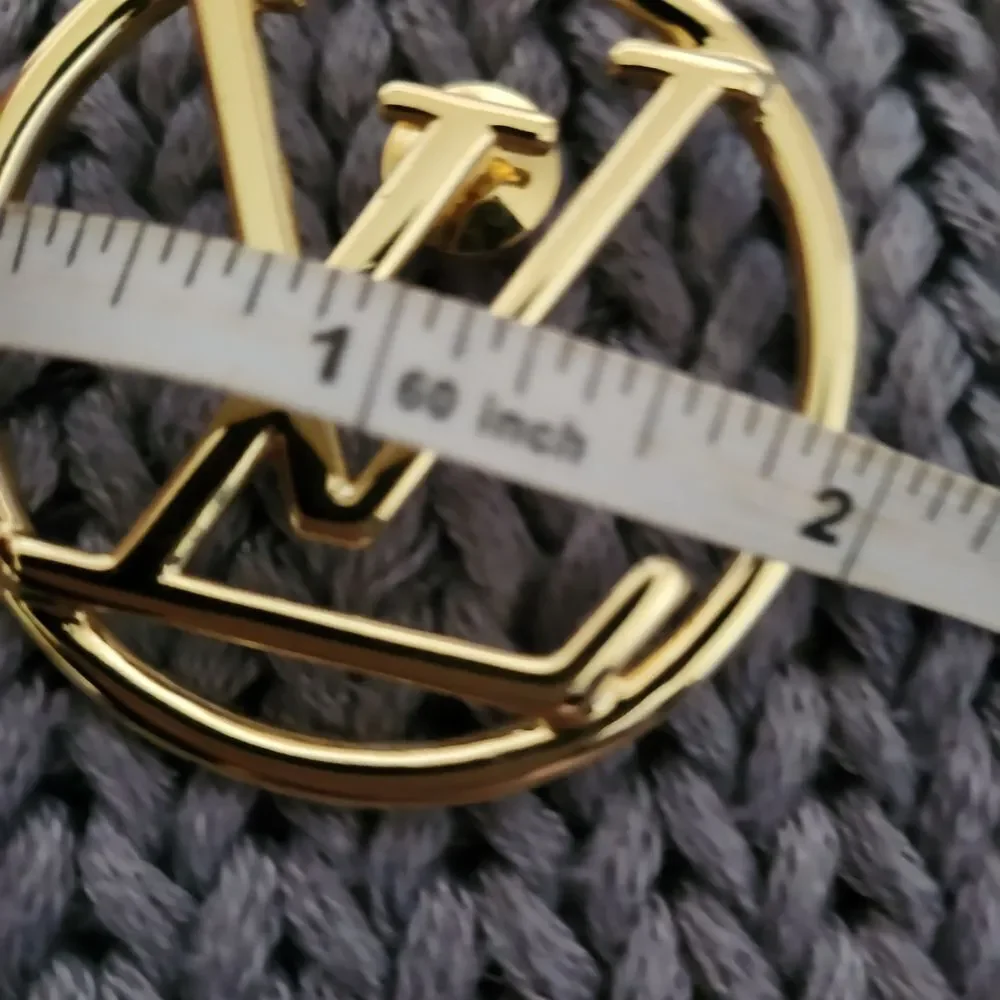 Gold LV Logo Brooch